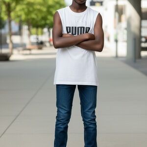 PUMA Men's White Tank Top